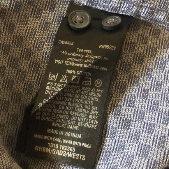 Ted Baker Endurance Slim Fit Cotton Button Down Long Sleeve Shirt 15.5 Neck - Picture 5 of 7